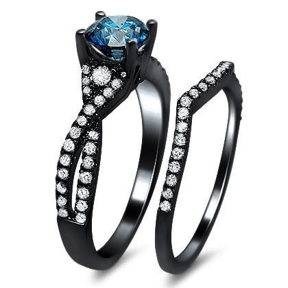 vintage aaa quality blue cubic zirconia 925 sterling silver black engagement wedding ring bridal set fashion rings - Black And Blue Wedding Rings vintage aaa quality blue cubic zirconia 925 sterling silver black engagement wedding ring bridal set fashion rings - Black And Blue Wedding Rings