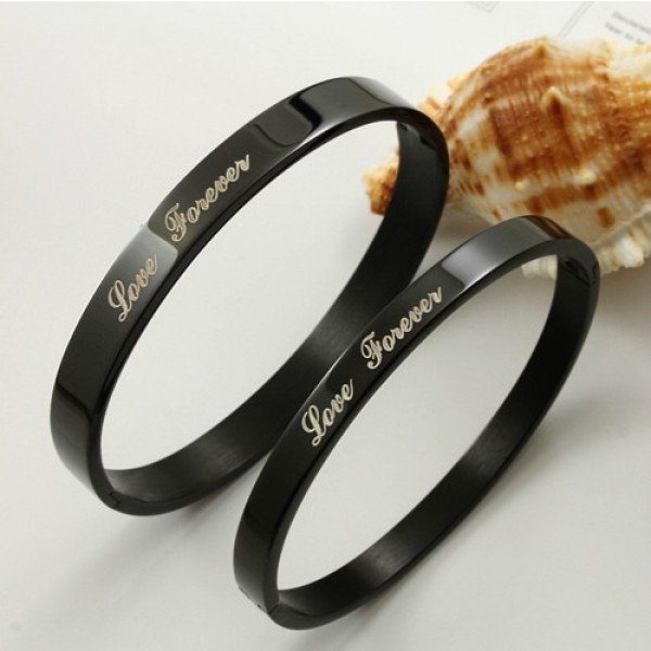 Fashionable Love Forever Black Titanium Lovers Bracelets(Price For A ...