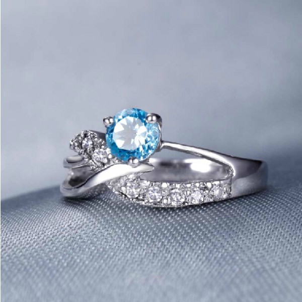 Pretty Natural Blue Topaz 925 Sterling Silver Ring - 925 Rings