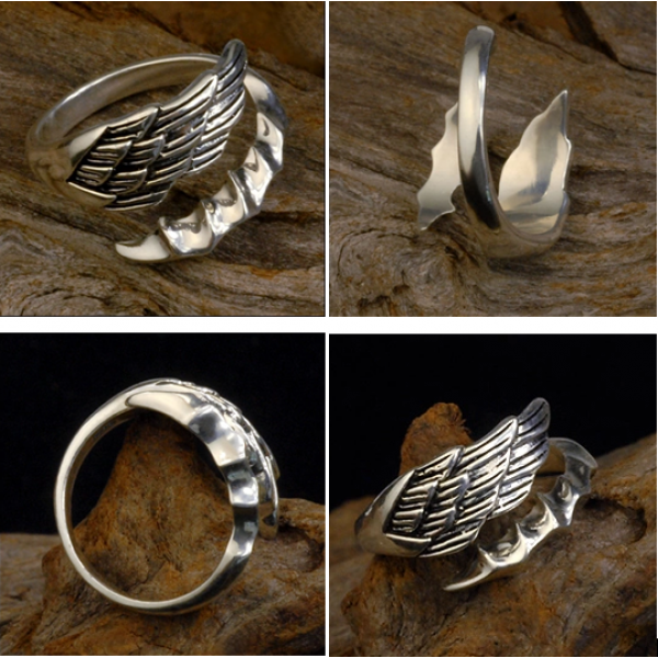 Angel And Devil 925 Sterling Silver Unisex Ring - Men's Rings