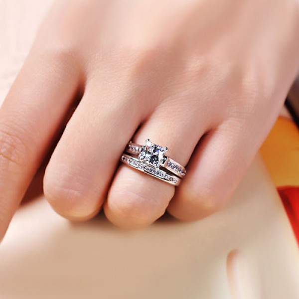 1 0 Ct Brilliant Princess Cut 925 Sterling Silver Engagement Wedding