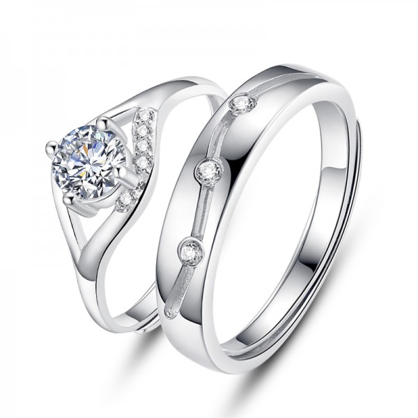 Creative 925 Silver Opening Couple Rings - Couple Rings