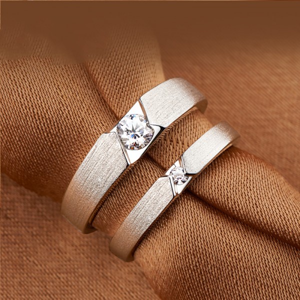 Matte 925 Silver Plated Platinum Couple Rings - Couple Rings
