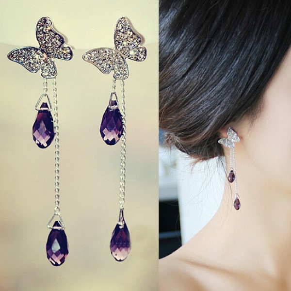 Latest Beautiful Erfly Shape Earrings With Rhinestone Black Latest Beautiful Erfly Shape Earrings With Rhinestone