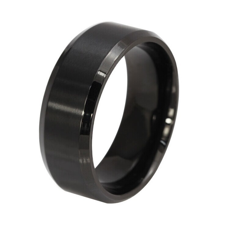  Simple  Design Black  Titanium Steel Men s Ring 