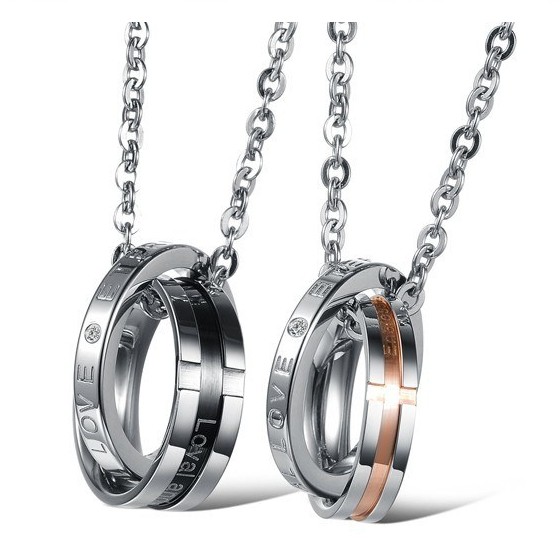 Onefeart Stainless Steel Pendant Necklace for Couple Round Cubic Zirconia Eternal Love Onefeart Stainless Steel Pendant Necklace for Couple Round Cubic Zirconia Eternal Love