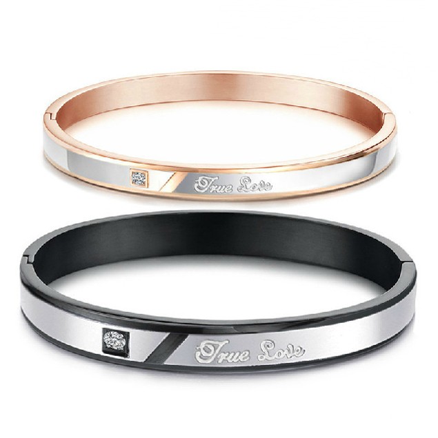 True Love Titanium Steel Lover Bracelet Engravable Bracelets For