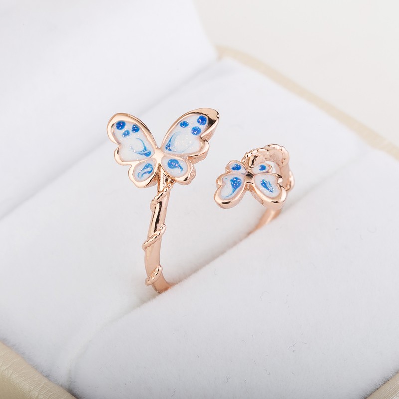 Vintage Korean Style 18k Gold Planted Women S Butterfly Ring