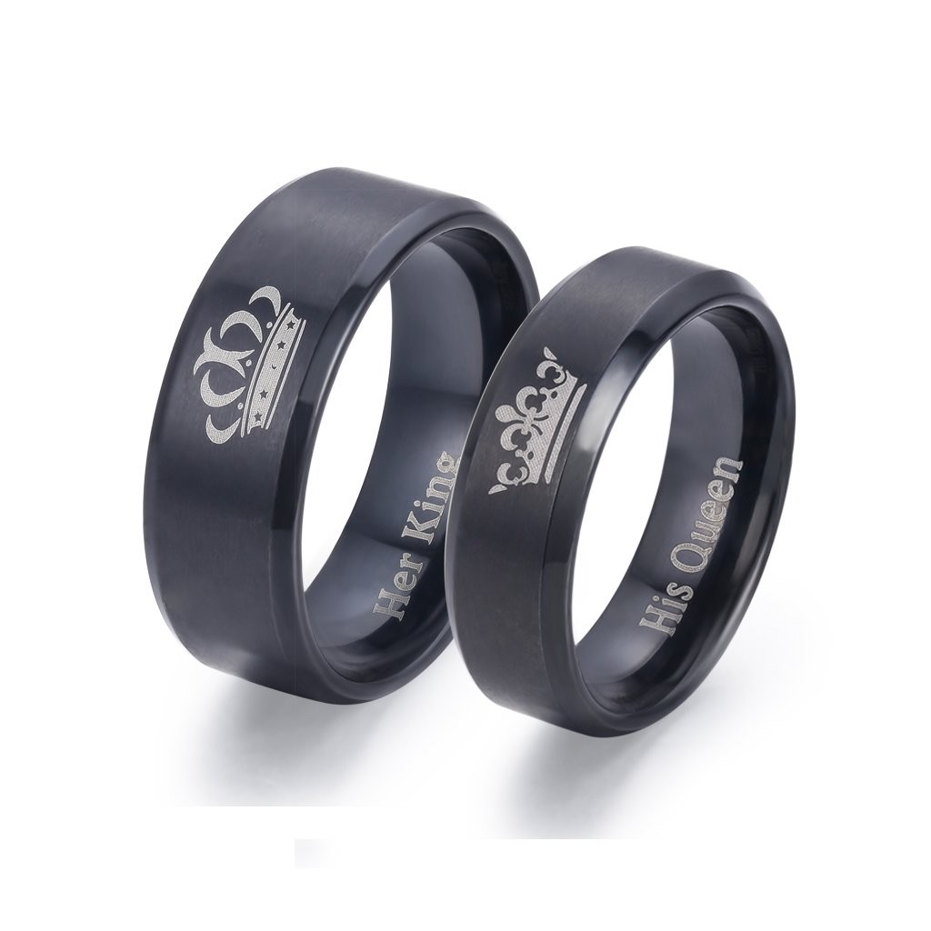 King-and-Queen-Rings-for-Couples---2pcs-His-Hers-Stainless-...
