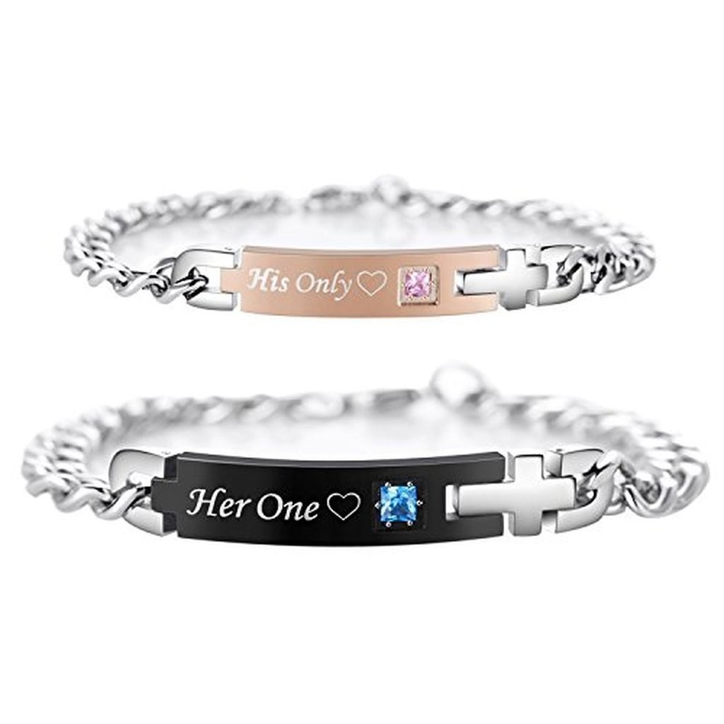 His Only Her One Titanium Matching Bracelets for Couple (Price For His Only Her One Titanium Matching Bracelets for Couple (Price For