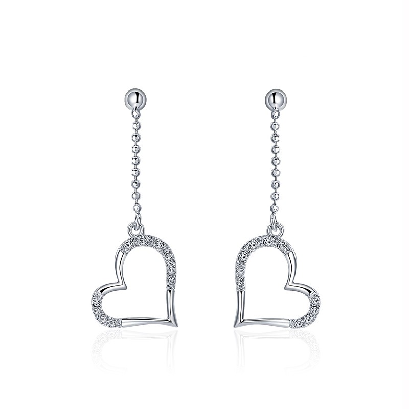 Korean Version Of The Por Hot 925 Silver Heart Shaped Earrings