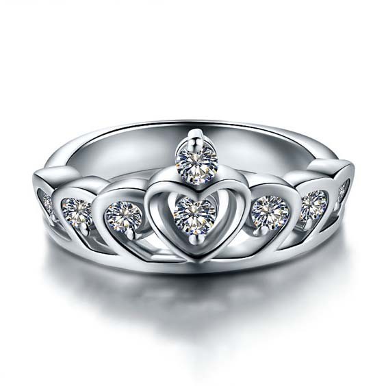 Charming Princess Crown Shaped 925 Sterling Silver Engagement Ring Charming Princess Crown Shaped 925 Sterling Silver Engagement Ring For Women