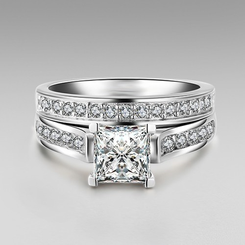 1 0 Ct Brilliant Princess Cut 925 Sterling Silver Engagement
