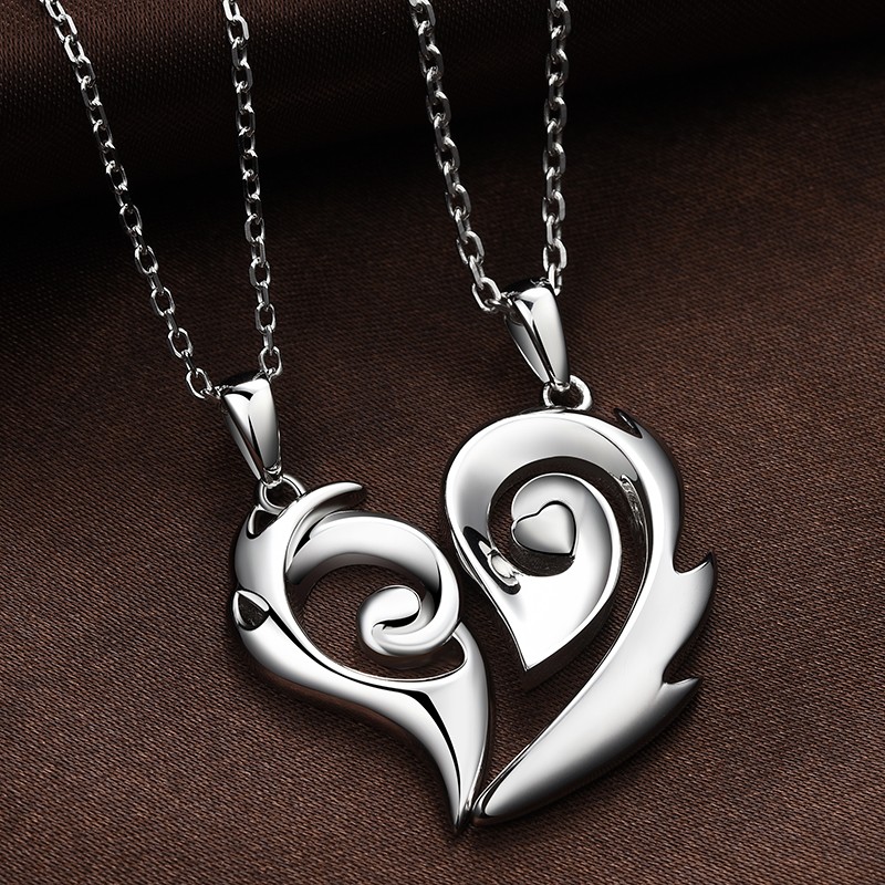 Creative Heart  Shaped Couple  Necklaces Lovers Necklaces