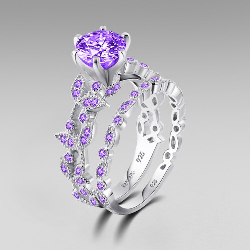 925 Sterling Silver 3 Carat Lab Diamond Wedding Bridal Engagement Ring Set R167 