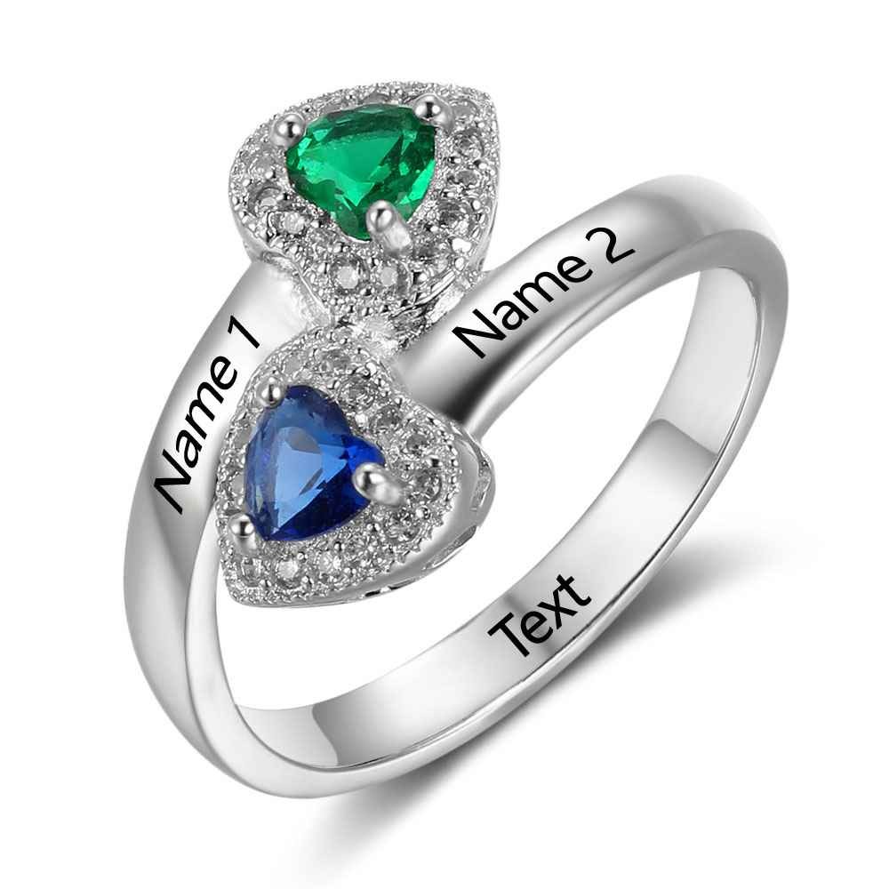 Birthstone Rings Mothers Rings 925 Sterling Silver Personalized Birthstone Family Cubic Zirconia