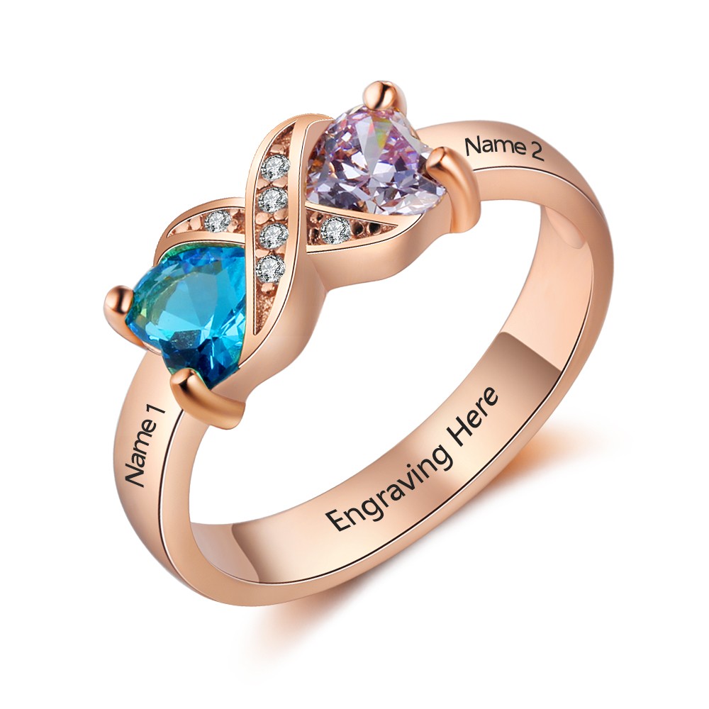 Birthstone Name Ring Morganite Rose Gold Ring Custom Name Ring Baby Names New Mom Gift Baptism Gift MOTHERS GIFT