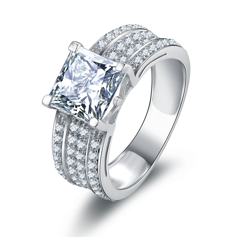 Sparking Diamonds S925 Sterling Silver Man Ring Woman Ring
