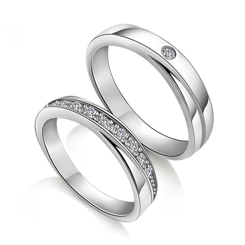 925 Silver Rhodium Lettering Couple Rings Couple Rings