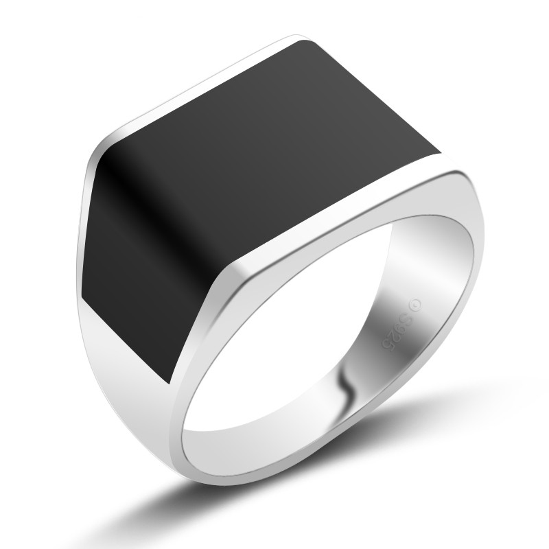 Details about   Black Onyx Square Style Stainless Steel Men's Ring Size 11 T42 