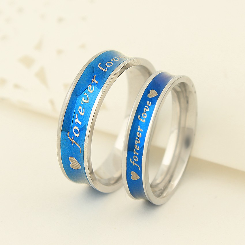 Classic Blue Titanium Steel Couple Rings - Couple Rings