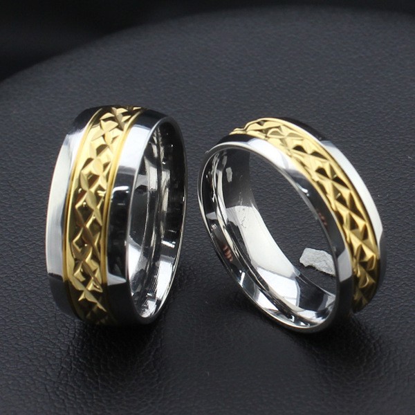 Korea Retro Titanium Steel Couple Rings - Couple Rings