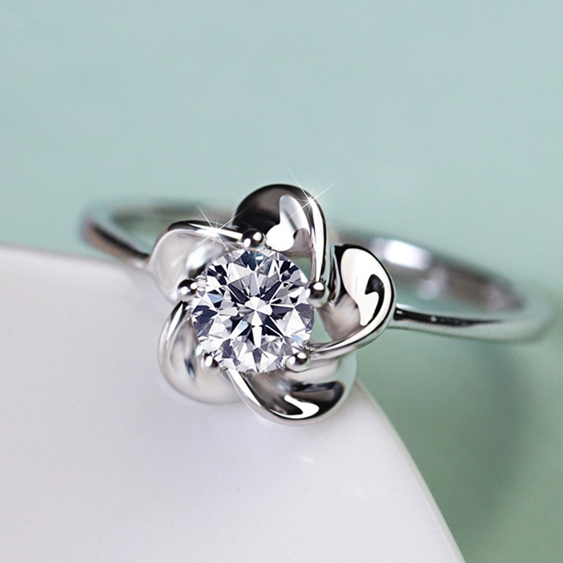 Pure Temperament 925 Sterling Silver Elegant FlowerShaped