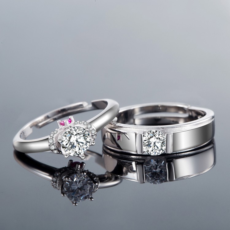 Brand New 925 Silver Romantic Elegant Opening Couple Rings