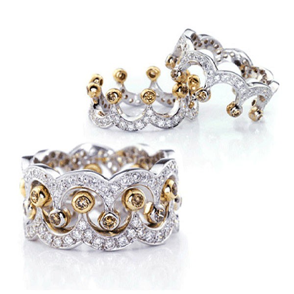 Classical Sona Diamond Crown Shape Ring Set For Women Cocktail Rings