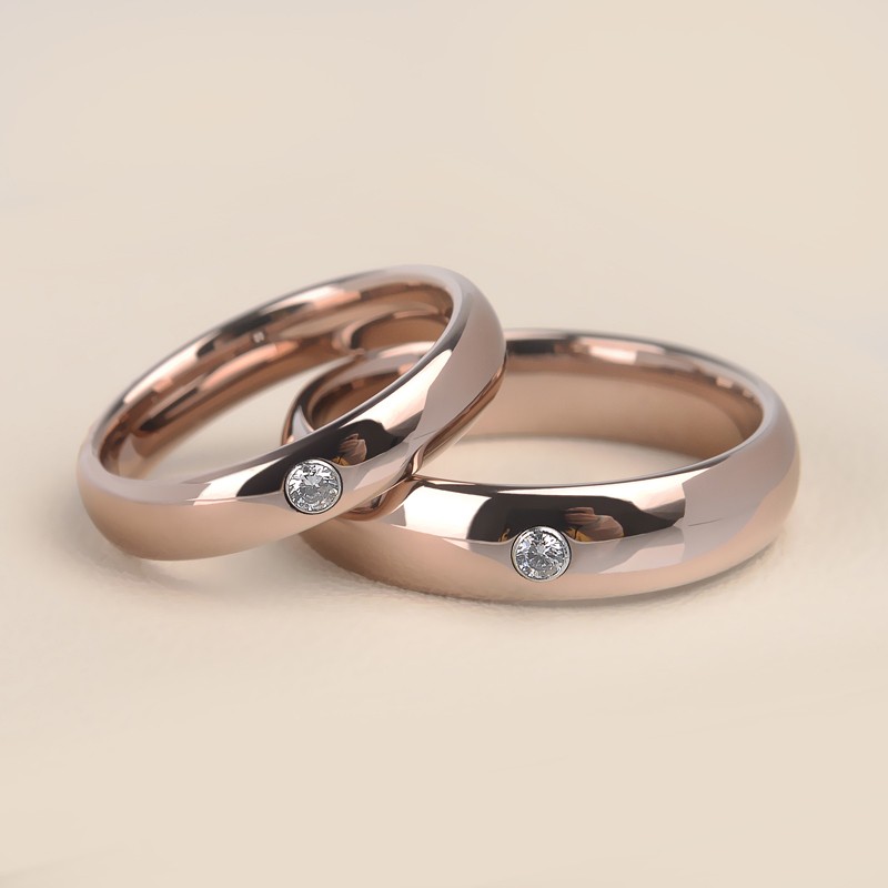 Simple Rose Gold Tungsten Promise Rings For Couples