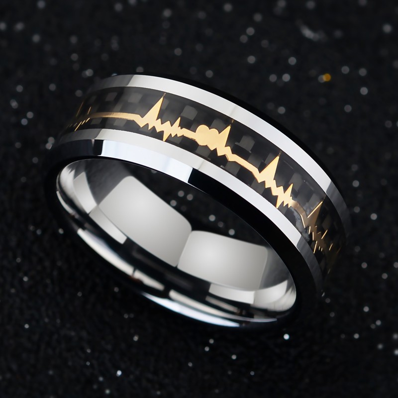 Personalized Heartbeat Tungsten Promise Rings For Her and
