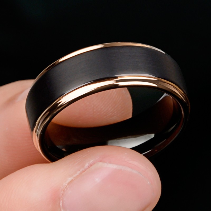 Simple Gold Or Blue Tungsten Wedding Band Ring 8mm Promise