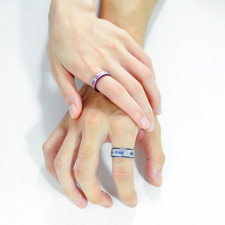 Amazing Couples Wedding Bands Stainless Steel Blue Her King Purple His Queen Rings Anniversary Promise Engagement Bridal Gifts Jewelry Men