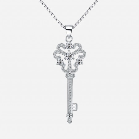 Beautiful 925 Sterling Silver Key Fashion Necklace