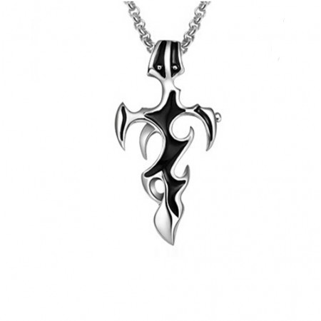 Titanium Steel Cool Sword Mens Necklace Engravable