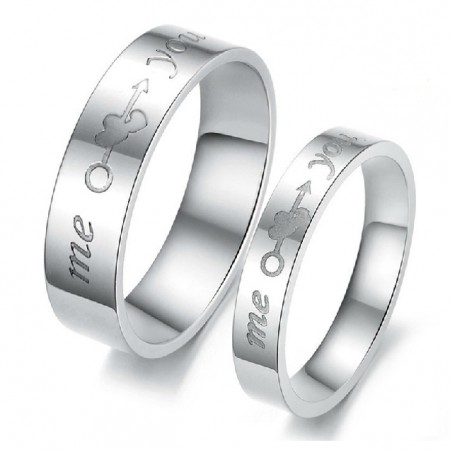 "Me And You" Lover Rings Simple Style Engravable Titanium Steel Rings For Lovers(Price For A Pair)