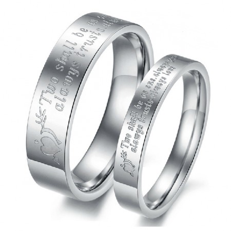 "Two Shall Be As One" Lover Rings Engravable Titanium Steel(Price For A Pair)