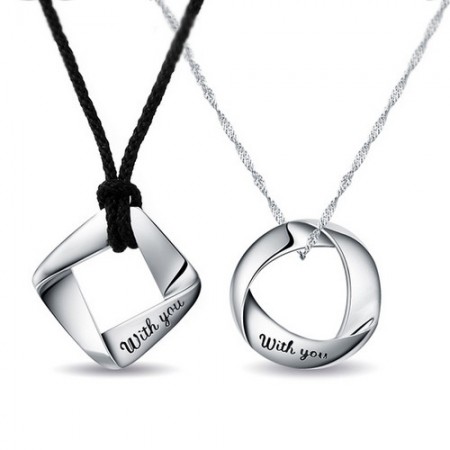 925 Sterling Silver "With You" Lover Necklace(Price for One Pair)
