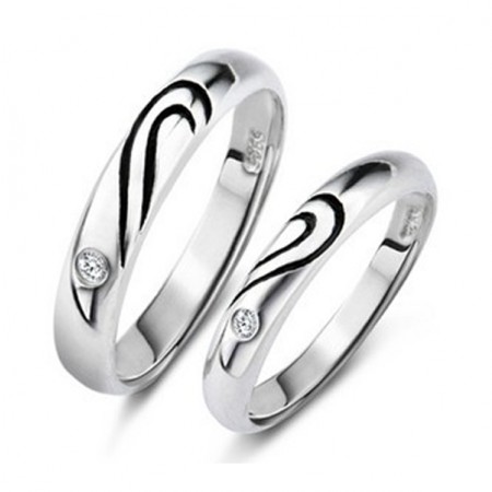 "Perfect Couple" Sweet Match Heart 925 Sterling Silver Lovers Rings (Price For a Pair)