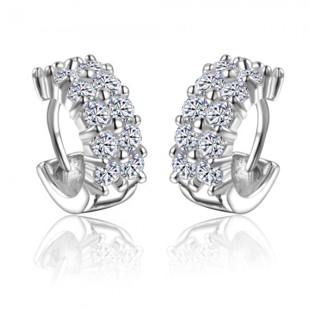 Elegant Cute Diamond Women S Fashion Earring Clip Earrings Hoops Elegant Polished Sterling Silver And Shining Rhinestone Woman S Clip Earrings