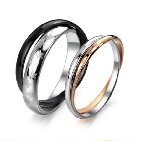 New Fashion Two In One Silver Gold Silver Black Polished Titanium