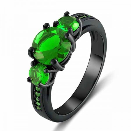 Exquisite Emerald Engagement Wedding Ring Women S Black Gold