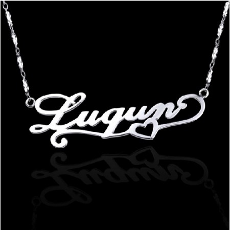 Shining And Splendid Sterling Silver Name Monogram Necklace With Personalized Pendant