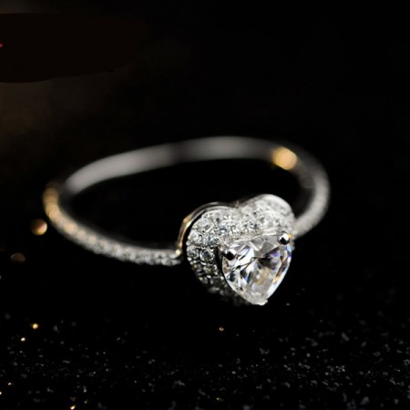 Gorgeous Heart Cubic Zirconia 925 Sterling Silver Ring