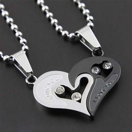 New Romantic "Have Mutual Affinity" Heart I Love You Titanium Steel Lover Necklace