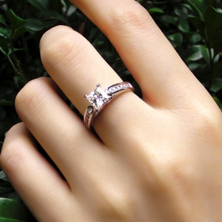 Deanna Princess Wedding Man Made SONA NSCD Diamonds SILVER 925 Engagement Ring 