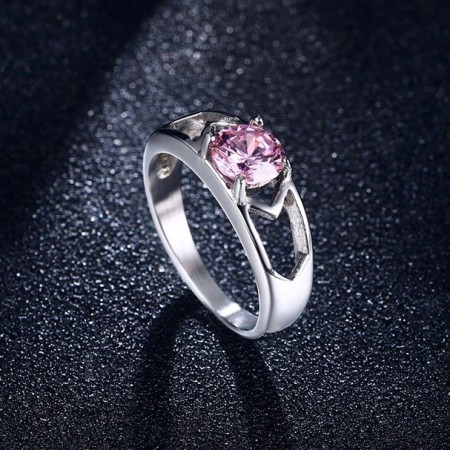 Pink Cubic Zirconia Titanium Steel Birthday Gift Woman Ring