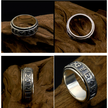 AMDXD Jewelry Sterling Silver Wedding Rings for Men Sanskrit Mantra Band 9.5 AMDXD Jewelry Sterling Silver Wedding Rings for Men Sanskrit Mantra Band 9.5