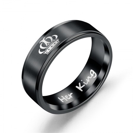 1pc Couple Rings HIS QUEEN HER KING Titanium Steel Rings Jewelry Accessories HTU 