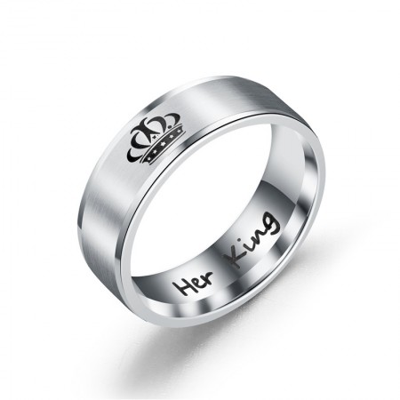 Her King His Queen Stainless Steel Wedding Anniversary Engagement Ring Gift